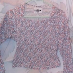 Long sleeve pink floral top